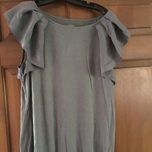 Greyishgreen top with butterfly sleeves